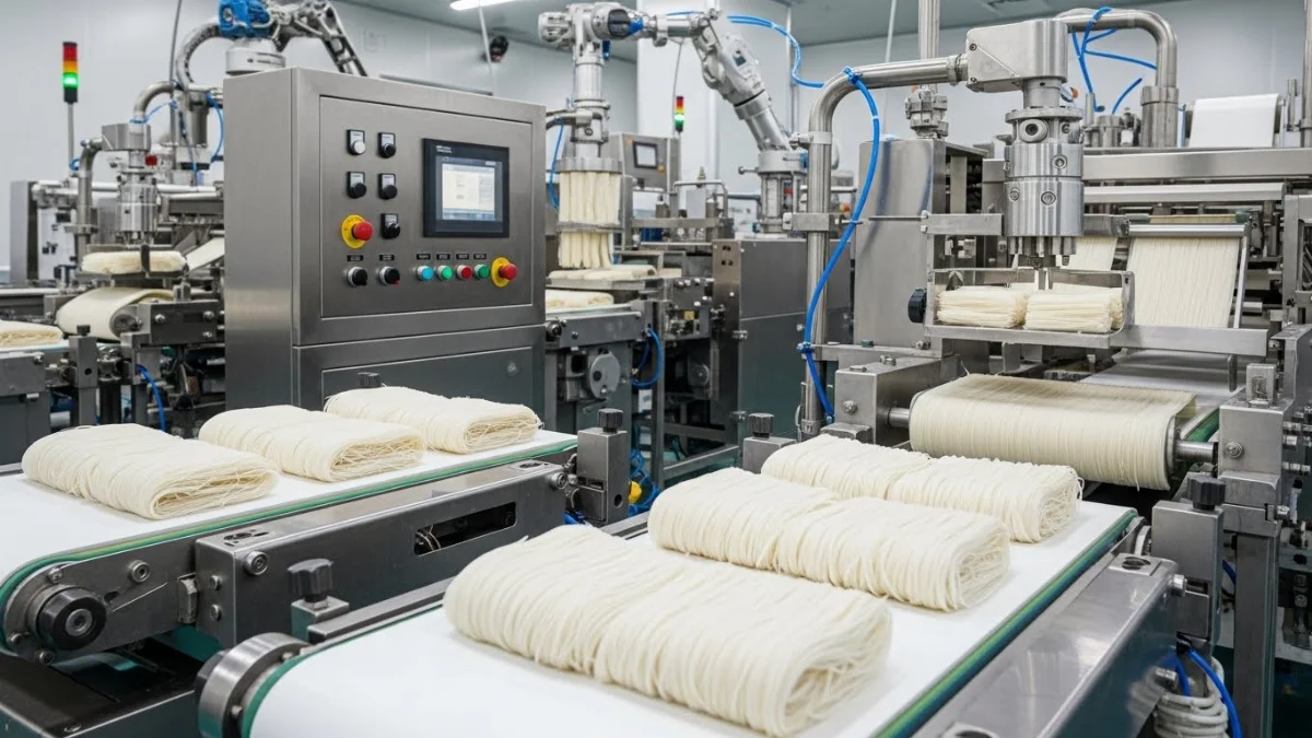 Sợi bún tươi trắng trong dai ngon sản xuất theo quy trình truyền thống