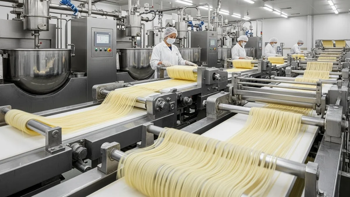 Hình ảnh máy chế biến công nghiệp đang hoạt động mạnh mẽ