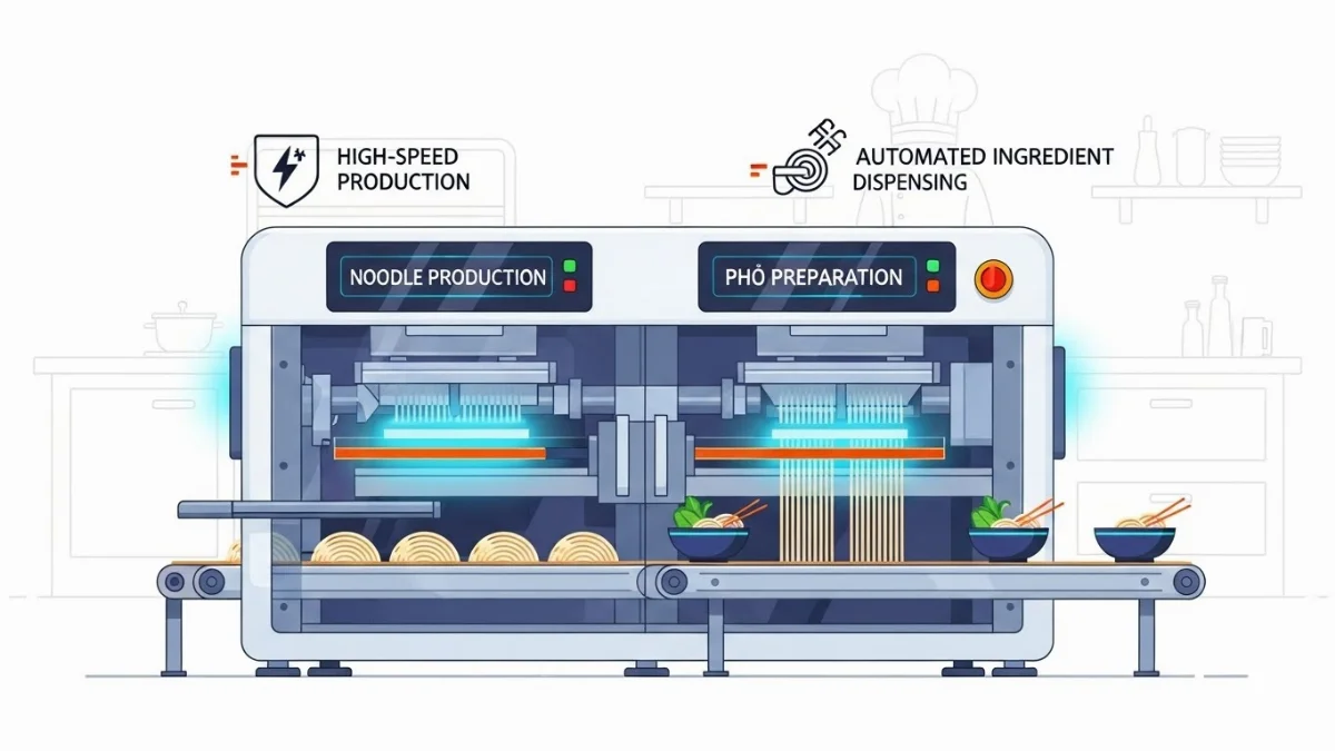 Hệ thống tự động của máy bún phở thế hệ mới